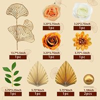 Gold Palmblätter Papier fächer Faux Rose Flower Balls Cake Topper für Geburtstags feier Dekorationen