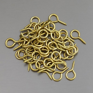 Tornillos de Ojo Amarillos de Latón, Tornillos Autorroscantes de Hierro, Tamaño en Pulgadas, Estilo Retro, Ganchos de Ferretería para Bricolaje - Product Image 1