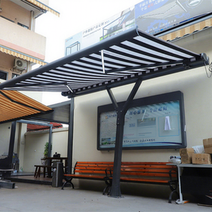 Auvent rétractable <span class=keywords><strong>électrique</strong></span> de luxe LED boîte complète autoportant pare-soleil coupe-vent aluminium épaissir Tube télécommande extérieure - Product Image 1