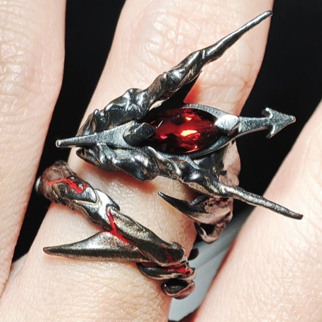 CLBX Stylish Abyss Overlord Demon Cloud Two-Dimensional Ring Qin Che Long Che Anime Game Peripheral Trendy Fine Alloy Rings