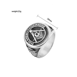 Nhà Máy Bán Buôn Chất Lượng Cao Cổ Điển Thép Không Gỉ Tôn Giáo Freemason Masonic Chết Đúc Mô Hình Thạc Sĩ Mason Nhẫn Cho Nam Giới - Product Image 2