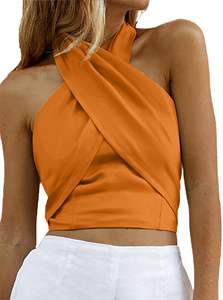 Ropa de fiesta para mujer Sexy CrissCross Halter sin mangas Wrap Front Backless Cami Crop Top Clubbing - Product Image 2
