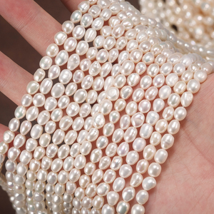 RINNTIN PP1 Venta al por Mayor Collar de Perlas de Agua Dulce Naturales de Forma Barroca Blancas de 5-6 mm 4A, Hebras de Perlas Cultivadas, Perlas Sueltas - Product Image 1