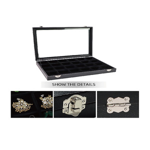 Matériel de haute qualité 24 grille boîte à bijoux étui organisateur <span class=keywords><strong>vitrine</strong></span> affichage bijoux amovible - Product Image 4