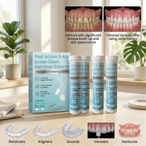 Tabletas Limpiadoras de Dentaduras Postizas al por Mayor con Certificación CE, <span class=keywords><strong>Precio</strong></span> de Fábrica, 120 Tabletas, 4 Tubos, Limpiador de Retenedores, Pedido al por Mayor, Marca Privada - Product Image 1