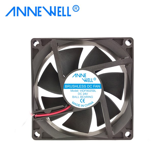 80*80*25 Radiator Cooling Fan Motor 24V 8025 22.1DBA 1.2W Low-power and Quiet Operation for In-vehicle Computer Brushless DC Fan