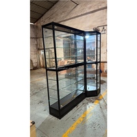 78 Zoll Hohe Abschließbare Vitrine mit Vollglasansicht, Schwarzem Aluminiumrahmen, LED-Beleuchtung und Umweltfreundlichem Design für Rauchershops