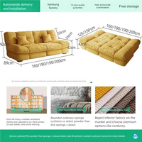 Popular Sofá Cama Moderno Nube en Crema de Terciopelo, Sofá Doble Plegable Día y Noche para Sala de Estar, Muebles para el Hogar