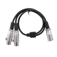 XLR-кабель, 1 штекер-2 гнезда, кабель для микрофона, аудиокабель для усилителя и звуковой консоли, 50 см (черный)