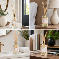 MZJF Diffuseur cylindrique 100 ml avec bâtonnets en bois naturel et collier doré pour parfum d'ambiance, durée de vie 1 mois