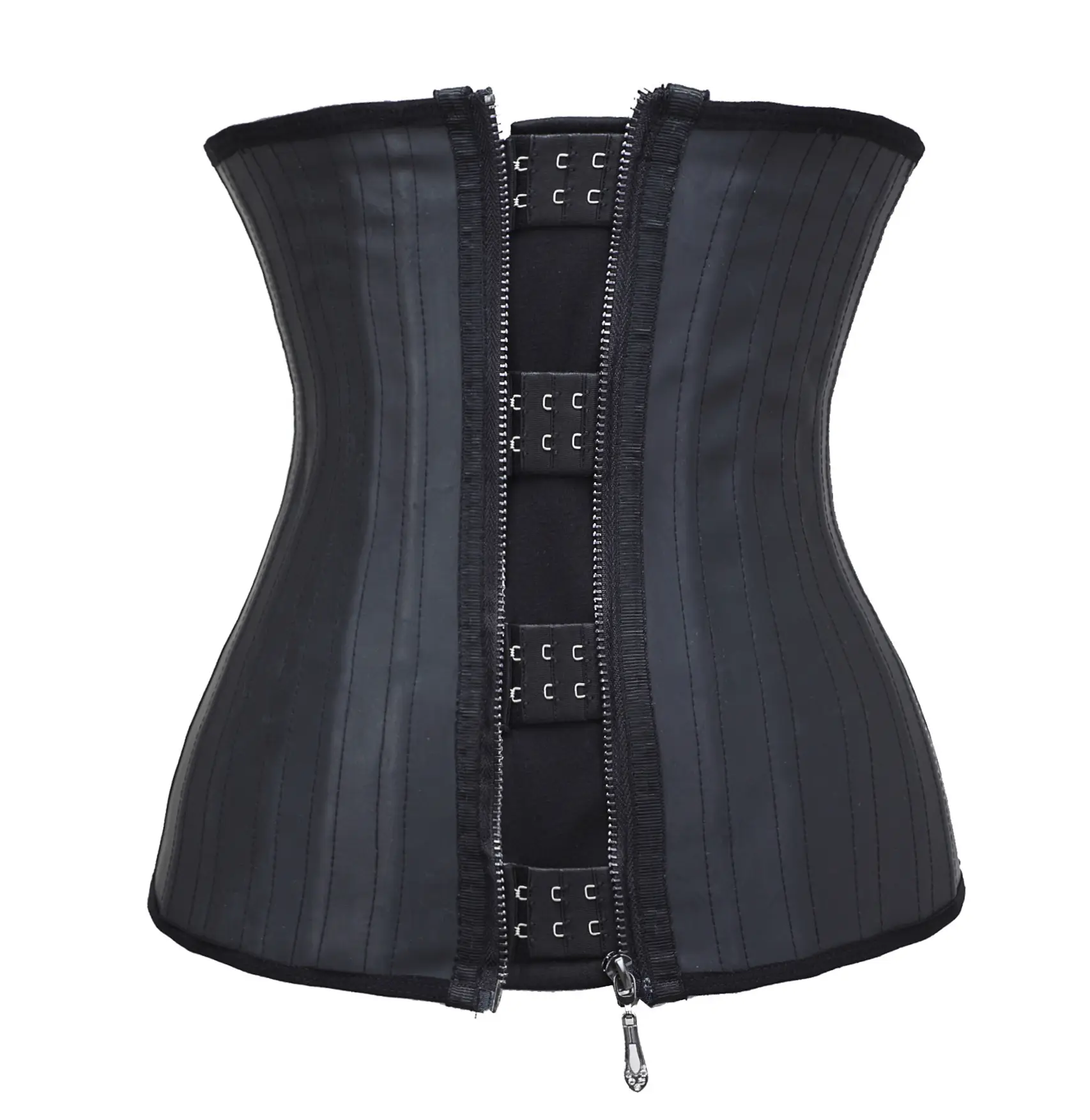 Corset en latex désossé en acier pour femmes, taille plus 25, avec fermeture éclair et crochets