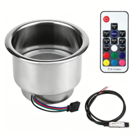 Porte-gobelet marin en acier inoxydable et plastique pour bateau, yacht, croisière, camping-car avec anneau LED RGB