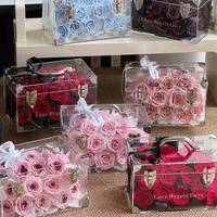 Tas Koper Bunga Abadi Terkenal di Internet 21 Mawar Besar Kelas A Kotak Hadiah Hari Nasional Festival Pertengahan Musim Gugur Pernikahan
