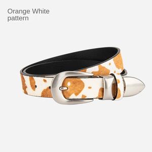 Vintage çok yönlü gerçek inek derisi kadın kemeri alaşım toka geometrik desen nefes 3.3cm genişlik Trendy aksesuarları Nichebelt - Product Image 6