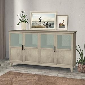 Buffet moderne en métal et bois avec 4 portes vitrées, étagère réglable, grande capacité pour salon, hôtel, villa, appartement, usage domestique - Product Image 4