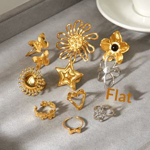 แหวนเปิดรูปดาวห้าแฉกผีเสื้อสแตนเลสสตีล <span class=keywords><strong>JoJo</strong></span> ประดับด้วยหินธรรมชาติ สำหรับผู้หญิง ทนทาน - Product Image 2