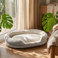 Lit orthopédique ovale de luxe pour chien, doux et confortable, acceptant les designs personnalisés en tissu et en forme.