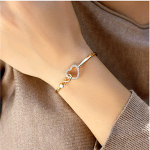Fashion Jewelry 18k Gold Plated Heart <strong>Bracelet</strong> Women CZ Diamond <strong>Infinity</strong> <strong>Bracelet</strong> Adjustable Couple <strong>Bracelet</strong> - Product Image 5