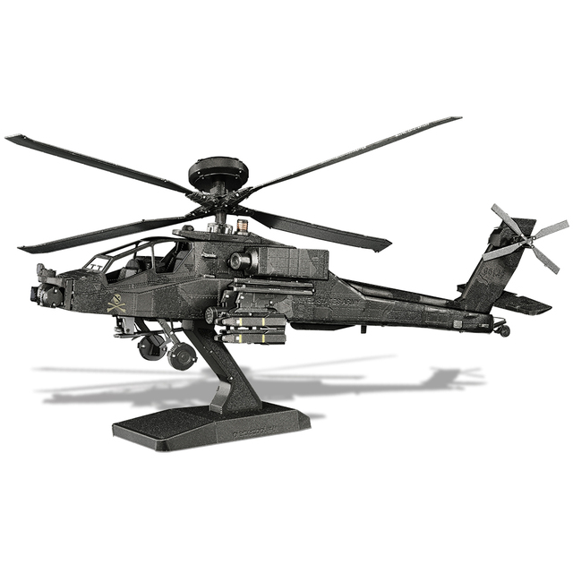 Piececool HP322-KS AH-64 Apache  3D Metal Puzzle 3D Metal Building Kit Metal Helicopter Toy for Adults and Kids