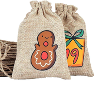 Sacs en toile de jute à cordon avec impression de chiffres de Noël, pochettes en jute pour calendrier de l'avent, pour bonbons, chocolats, cadeaux