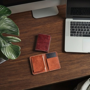 Vintage Anti-Theft Cowhide Open Leather RFID Blocking Stylish Design Portable Credit <b>ID</b> Card <b>Holder</b> Nylon Thread Short Unisex 7 - Product Image 4