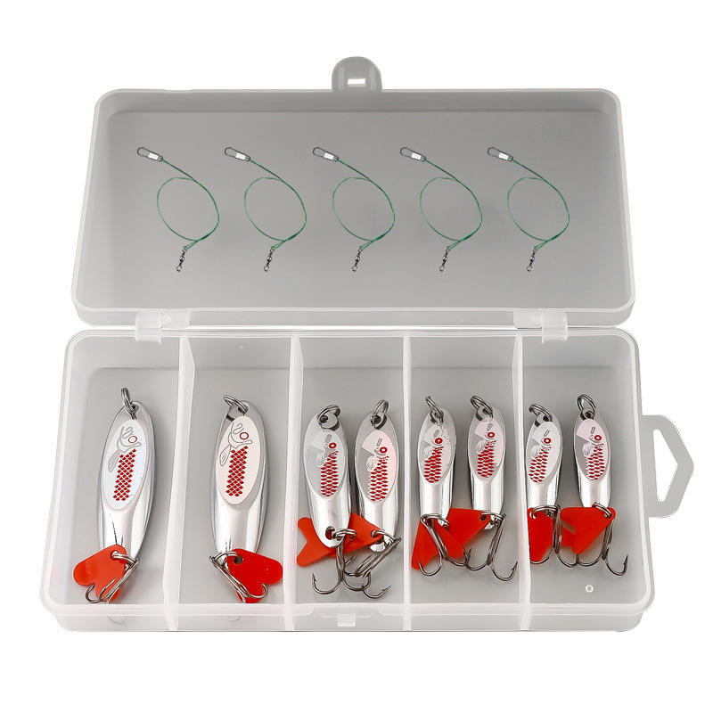 Silver-8pcs baits+5pcs leader lines