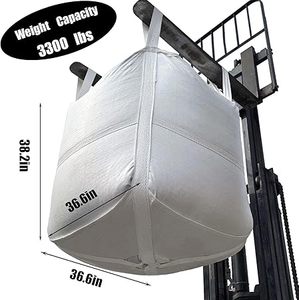 Huamaohengchun10Pcs FIBC Bulk Bag,1.5 Ton Bag, 36.6"L x 36.6"W x 38.2"H,3300lbs SWL Safty Factor 3:1,Woven Polypropylene Bags - Product Image 4
