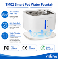 Fontaine à eau intelligente sans fil moderne en acier inoxydable pour chats et chiens, avec capteur de mouvement, filtration circulante, ultra-silencieuse pour animaux de compagnie - Yilin Pet