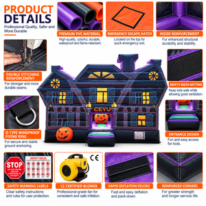 Casa Inflable <span class=keywords><strong>de</strong></span> Terror Ceyu, Castillo Inflable con Pasillo y Área <span class=keywords><strong>de</strong></span> Brincos para Alquiler en Eventos <span class=keywords><strong>de</strong></span> Halloween - Product Image 3