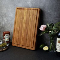 Planche à découper en bambou carbonisé, traitée thermiquement, 40x28x2.5cm, avec poignée latérale et rainure pour les jus, pour la cuisine quotidienne, le service et la préparation des aliments