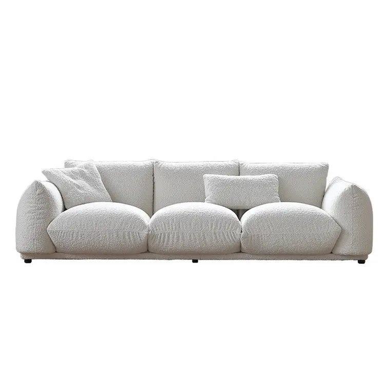 Modern basit yaratıcı köşe koltuk takımı tasarım fildişi beyaz buklet kumaş kanepe İtalyan minimalist 2 kişilik kanepe canlı oda kanepe
