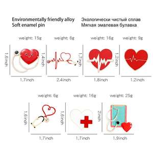 Badge créatif accessoires personnalisé dessin animé stéthoscope <span class=keywords><strong>broche</strong></span> coeur croix rouge forme peinture alliage accessoire <span class=keywords><strong>broche</strong></span> - Product Image 4