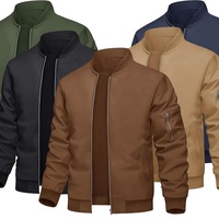 Jaket tebal kasual pria, jaket Windbreaker musim dingin dengan saku untuk pria