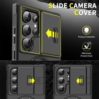 Coque de Téléphone Antichoc avec Cache Objectif Coulissant pour Samsung Galaxy S26 S25Plus S24 S23 S22Ultra FE avec Support Magnétique