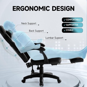 <span class=keywords><strong>Bosnia</strong></span> popular buen proveedor Gaming stolica Pu cuero ordenador escritorio silla Racing silla Gaming negro con reposapiés - Product Image 3