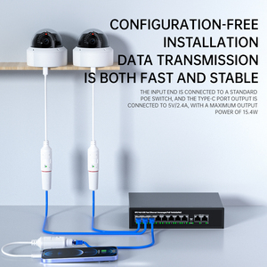 Adaptateur PoE USB Type C 48V vers 2.4A 10/100 Mbps, étanche, convertisseur PoE pour passerelle intelligente, caméra IP sans fil - Product Image 1