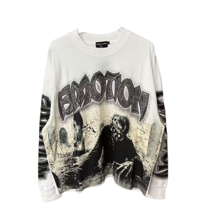 Sudadera Unisex de Cuello Redondo, Estilo Retro, Bordada, 100% Algodón, de Gran Tamaño, para Otoño, de Alta Calidad, Estilo Urbano, MIXED EMOTION - Product Image 1