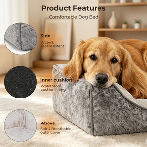 เตียงนอนสุนัขขนาดใหญ่พิเศษ โซฟาสัตว์เลี้ยงกำมะหยี่ พร้อมฐานรองรับและฐานกันลื่น สำหรับใช้ภายในอาคาร - Product Image 5