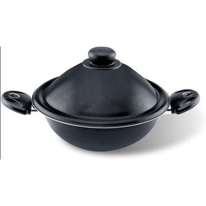 Wok Bio Stone Vaps 24 cm con coperchio, pentola antiaderente per uso su piano cottura - Product Image 1