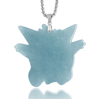 Pendentif en jadéite naturelle de qualité A, motif Geodude, variété de jade bleu-glace, styles féminins, animaux de dessin animé mignons