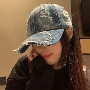 Women's New Washed Denim Baseball Cap Trendy Distressed Outdoor Daily Fashion Baseball <b>Hats</b> - Product Image 1