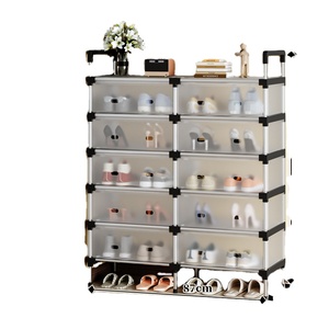 New Design 2 Row 6-Layer Dustproof Shoe Rack Large Capacity 20-28 Pairs Shoes <strong>Boot</strong> Metal Shoe Rack <strong>Stand</strong> for Entryway,Bedroom - Product Image 1