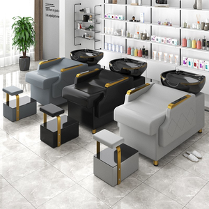 Chaises de coiffeur avec bac à shampoing de luxe, couleur personnalisée, vente chaude, lavabo et chaises, lit de shampoing noir, SPA - Product Image 2