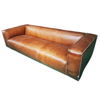 Canapés-lits vintage en cuir marron en cuir véritable 3 places Villa bureau luxe mobilier de bureau salon canapé taille 250cm
