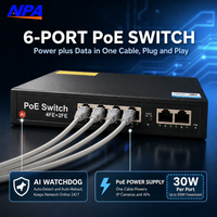 10/100Mbps 4 Port POE Switch dengan 2 Port Uplink AI Watchdog Ethernet Switch Network 802.3af/at 250M Extension AP-1024MN
