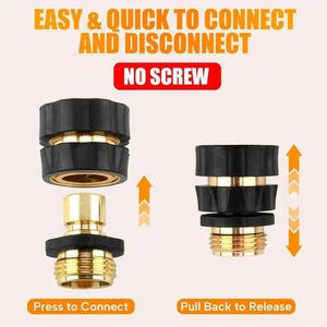 Kit de raccords rapides pour tuyau d'arrosage en métal - Raccords mâles et femelles 3/4 pouces, adaptateurs à fixation facile, étanches - Product Image 2