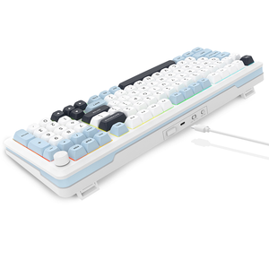 Tastiera meccanica da gioco cablata + 2.4G + BT 3 modalità interruttore in legno di argentato tastiera da gioco personalizzata con manopola - Product Image 5
