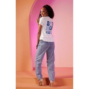 Jeans larges bleu glacier pour femmes, mode funky, luxe, taille haute, coupe ample, denim plaqué, style streetwear écologique, taille 26-40 OSCA - Product Image 4