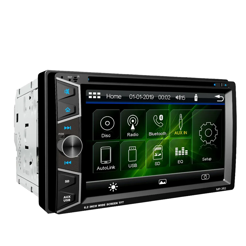 2 דין 6.2 אינץ אוניברסלי dvd fm usb usb sd מערכת מכונית gps ניווט bt mp5 שחקן עם dvd עבור toyota אוניברסלי