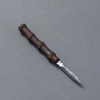 Nouveau Couteau à Thé Artisanal en Acier Inoxydable à Motif Damas avec Manche en Bambou Style Zen Chinois, Aiguille à Thé Puer, Piqueur de Thé